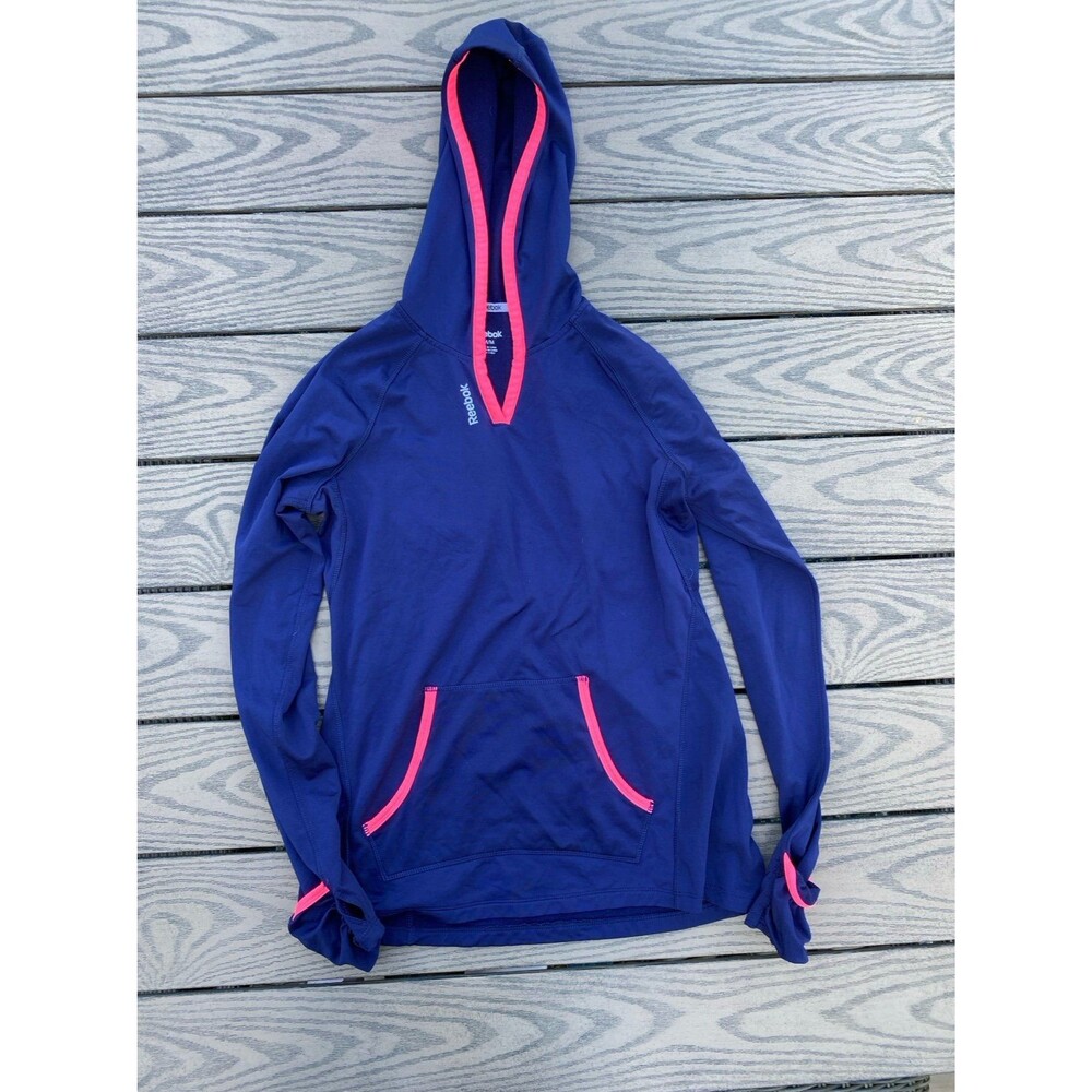 Reebok medium blue hoodie long sleeve atheltic thumb hole sweatshirt